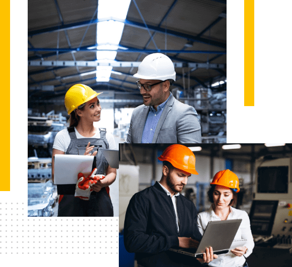 Imagens de funcionario recebendo receberem informações em campo