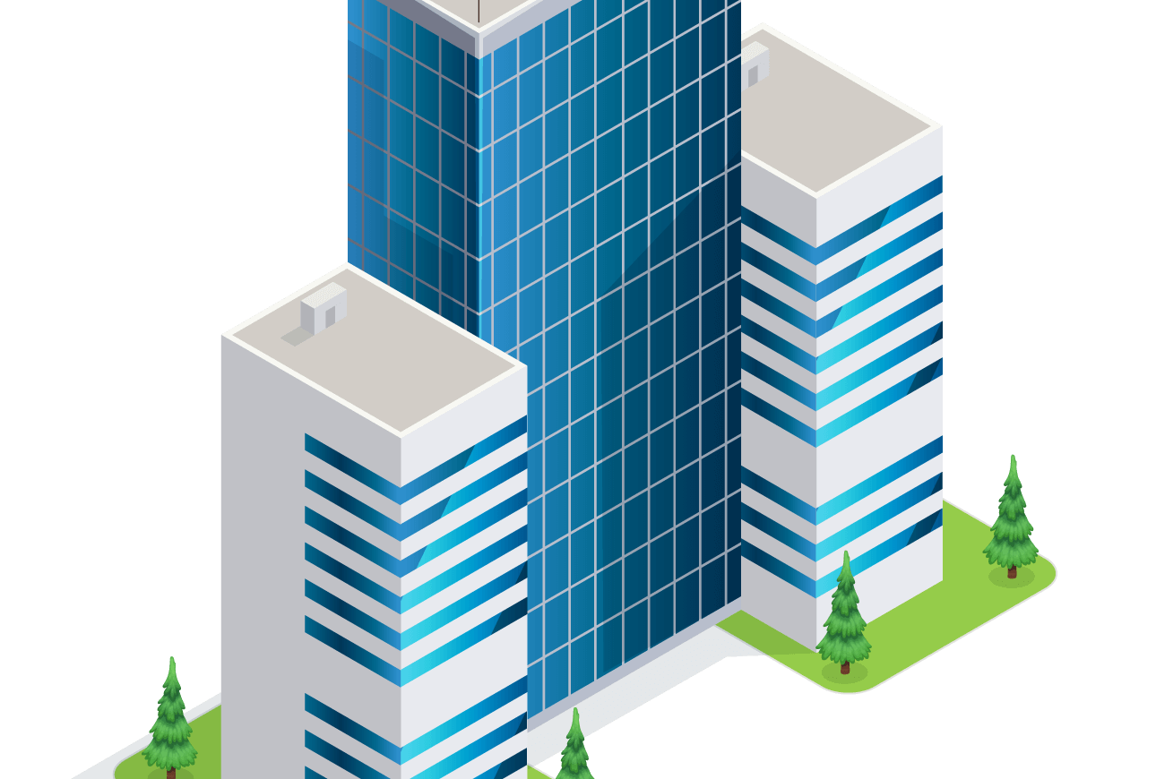 Imagem ilustrativa de predios represendo uma empresa