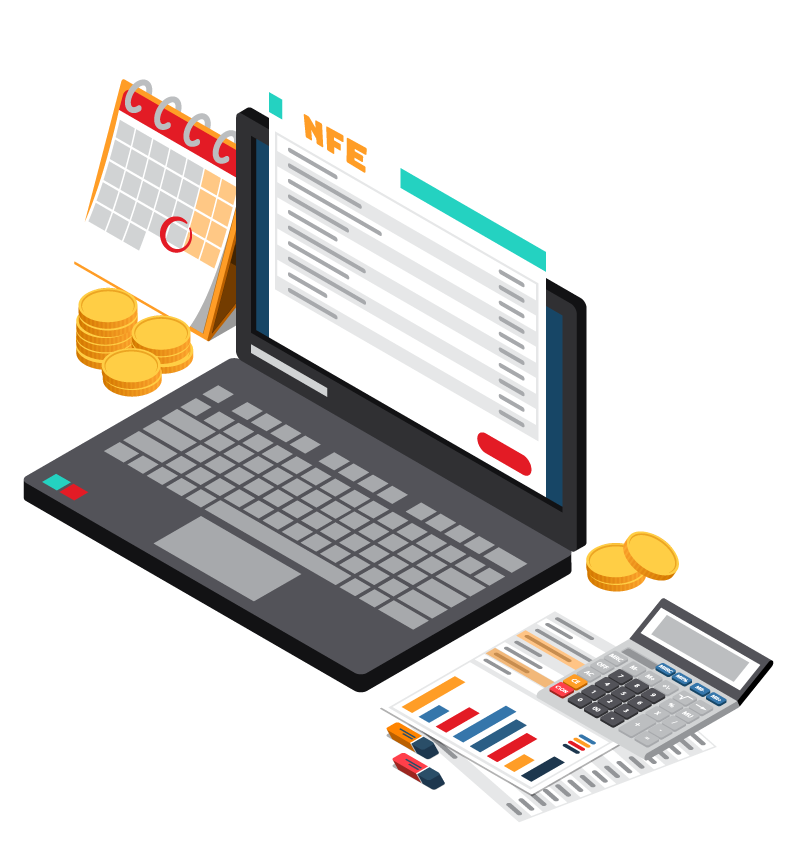 Ílustração vetorial de um laptop com organização de contas do módulo BMM