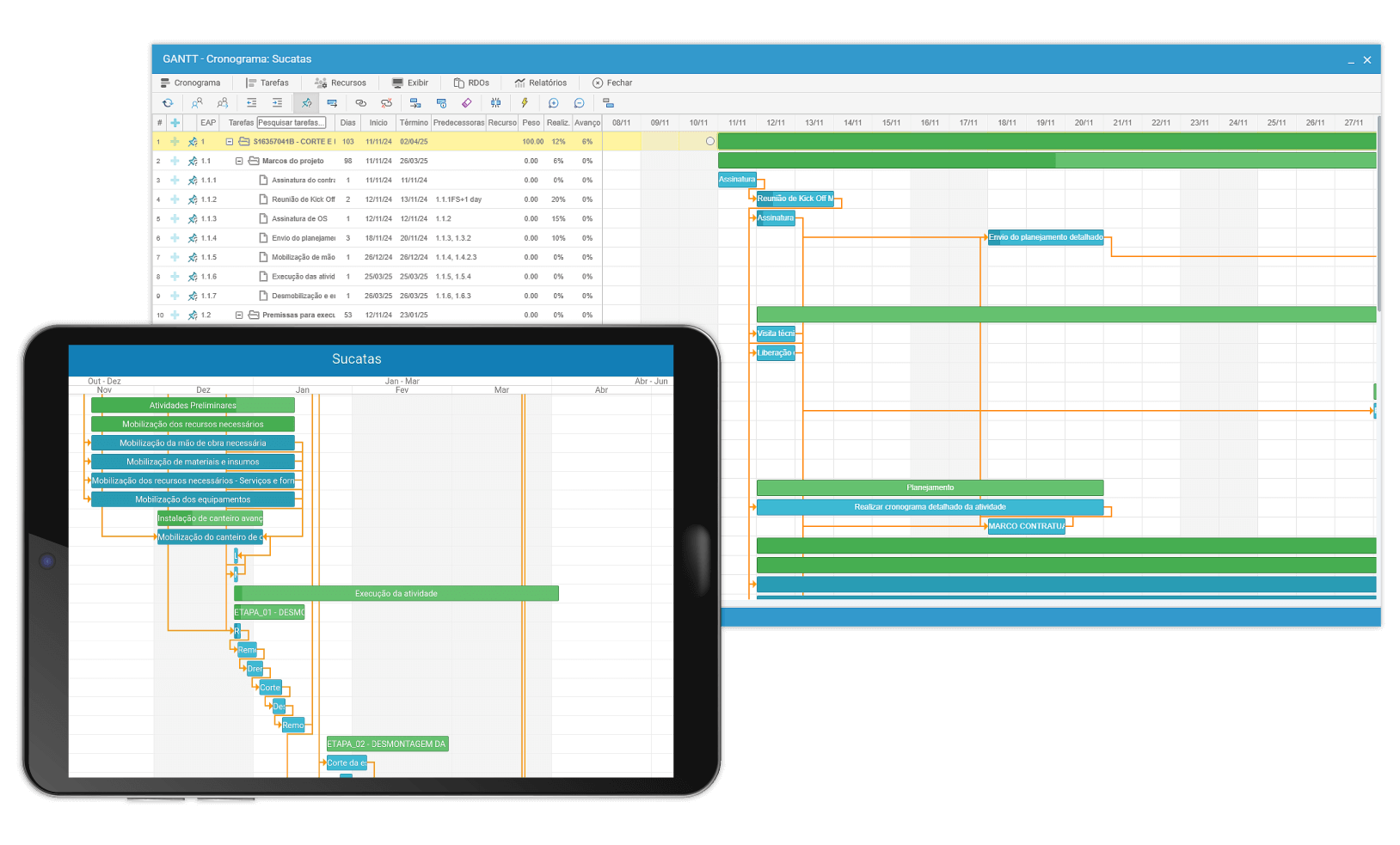 Ilustração representando o acesso ao cronograma integrado ao MS-Project