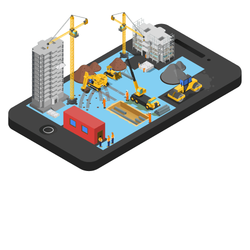 Ilustração de obra sobre telefone, demonstrando funcionamento do aplicativo RDOWEB.